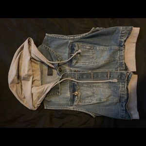 Denim hooded vest